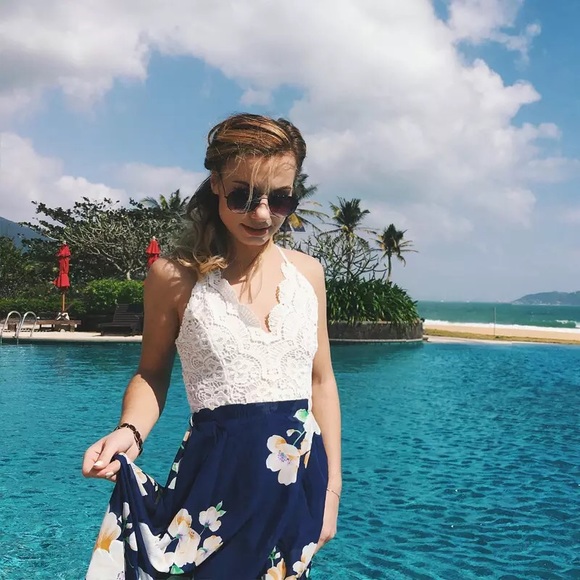 💥HP💥 Sexy Lace long Flower Print Dress - Picture 4 of 8